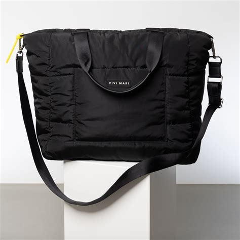 Black Padded Tote Bag .